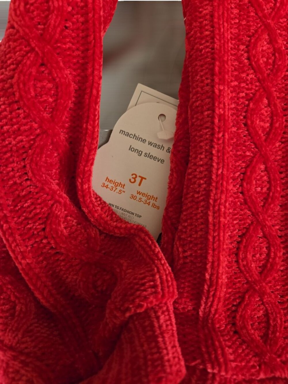 Wonder Nation Red Girls Chenille Knit Sweater Size 3T- NWT - Picture 4 of 5